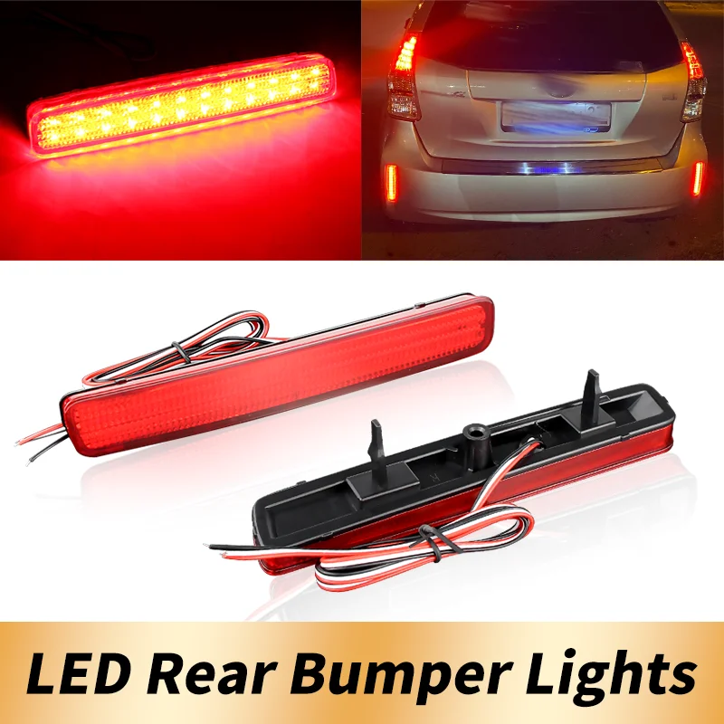 2PCS Red LED Car Rear Bumper Reflector Lights Tail/Brake Lights Rear ...