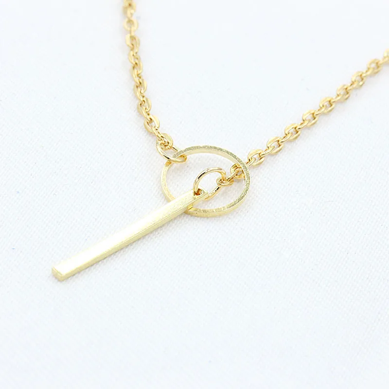 Simple Fashion Plated Gold Metal Chain Necklace For Women Circle Long Strip Pendant Temperament Jewelry Accessories 2