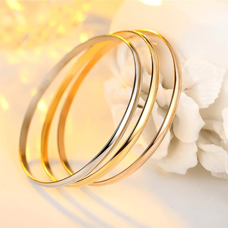 Gold Plated Stainless Steel Simple Bangle Bracelets for Women Girls Jewelry Birthday Gifts bangle bracelet stainless steel bracelet