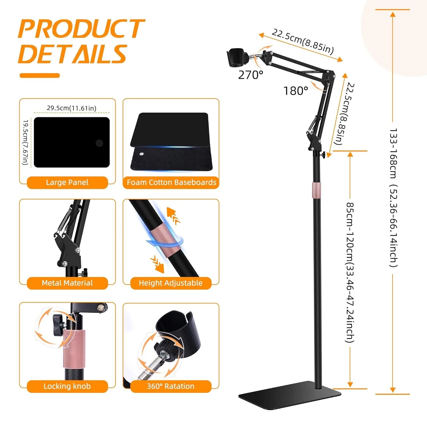 Lazy Hair Dryer Stand Adjustable Height Angle with Heavy Base Styling Tool Floor Bracket for Pet Grooming Dog Cat Grooming Home hair dryer holder