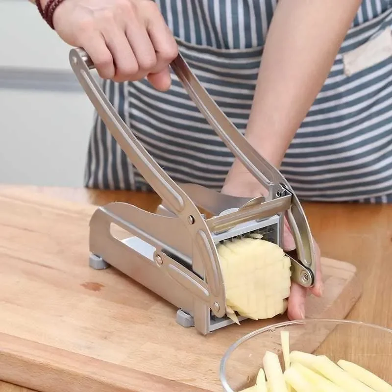Description Picture 6 of itemStainless Steel Potato Slicer Potato Cutter French Fries Machine For Kitchen Manual Fruit Vegetable Food Chopper Masher Gadgets