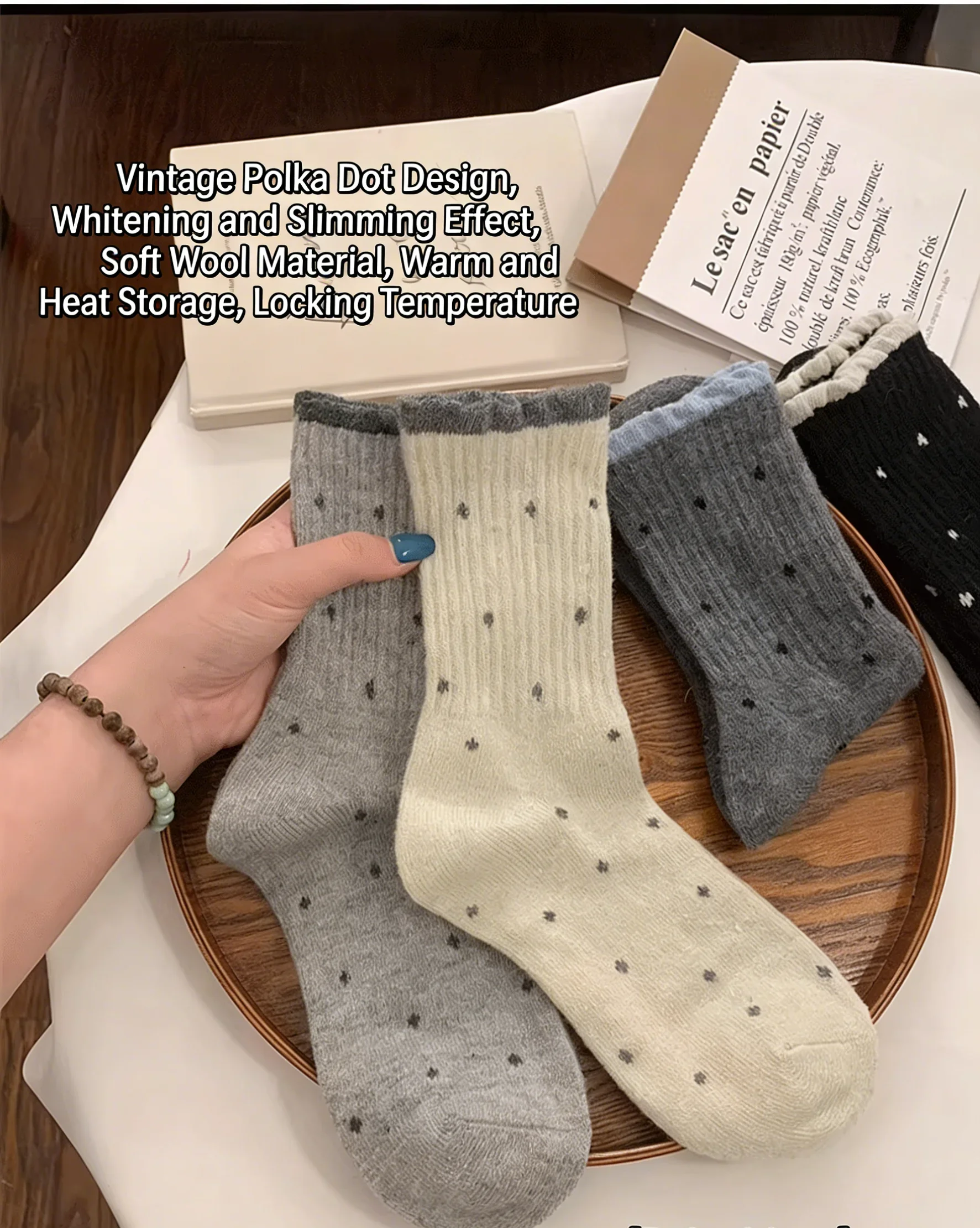 5 Paar Damen-Samtsocken mit Wellenmuster, mittellang, dicke Isolierung, warme, gemütliche Schlauchsocken für Frühling, Herbst und Winter, multifunktional – Detail 18