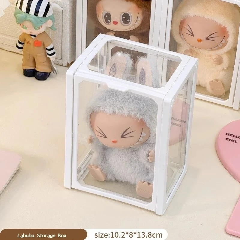 Labubu Display Box Transparent Glass Labubu Doll Storage Blind Box 8-14cm Decorations for Labubu Doll Box Dustproof And Moisture 4