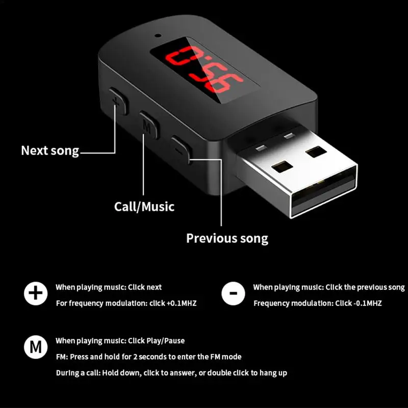 Wireless 5.4 Fm Transmitter Car Adapter Safe Seamless Wireless Adapter & Receiver Car Kits Strong Signal Stability For