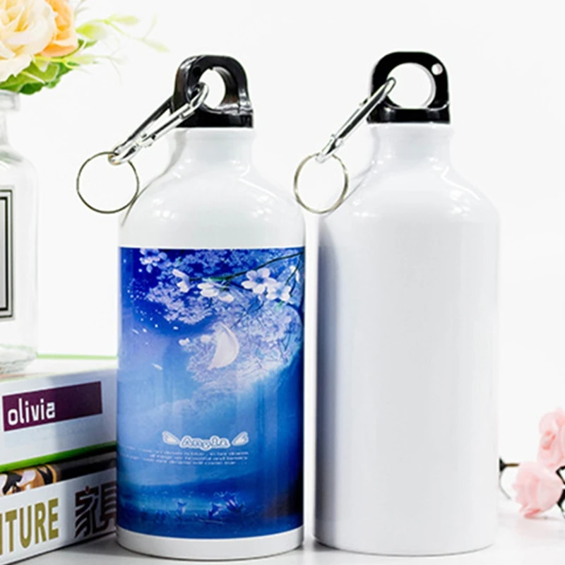 White Blank Sublimation Water Bottle with Carabiner Aluminum Leakproof Kettle