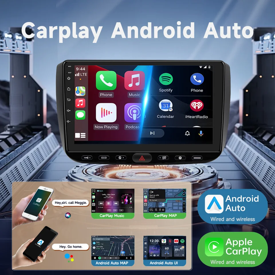 Autoradio draadloos Carplayer Android Auto 6.2'' Android auto radio met GPS, WiFi, BT, FM RDS, Mirror Link 12LED achteruitrijcamera, compatible for Fiat Linea Punto EVO 12-15 Grande Linea 07-12