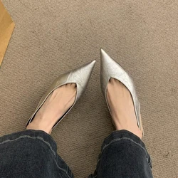 Leopard Women's Elegant Pointed Toe Slingback Heeled Sandals - 38 (Silver)