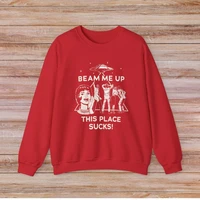 Beam Me Up This Place Sucks Stranger Long Sleeve Sweatshirt  Alien UFO Abduction Retro Quote Autumn and Winter Matching Hoodies - Image 5