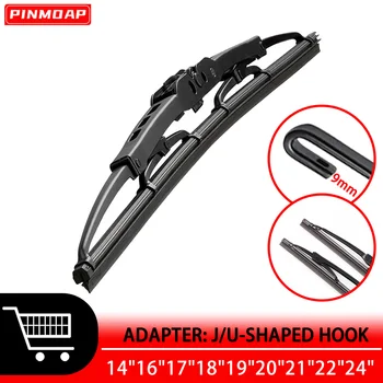 1PC Automotive Iron Frame Windshield Wiper Universal U/J Hook 14"16"17"18"19"20"21"22"24" HD Silent Wiper Automotive Parts 1