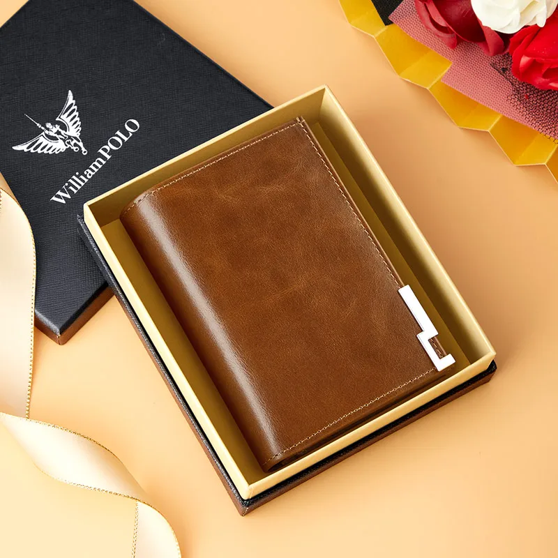Tanie WILLIAMPOLO portfel męski skórzany biznes składany portfel luksusowy portfel etui na karty sklep