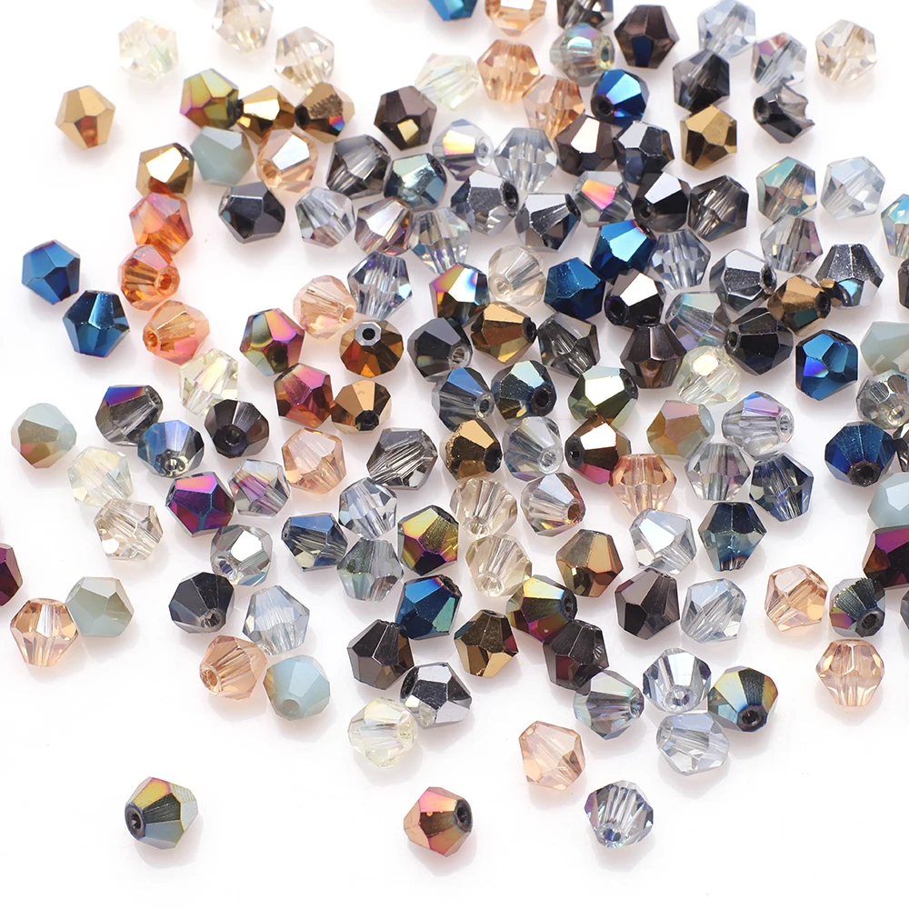 Beadthoven 2920pcs 3mm Faceted Bicone Glass Beads - Transparent Gradient Colors For Jewelry Making