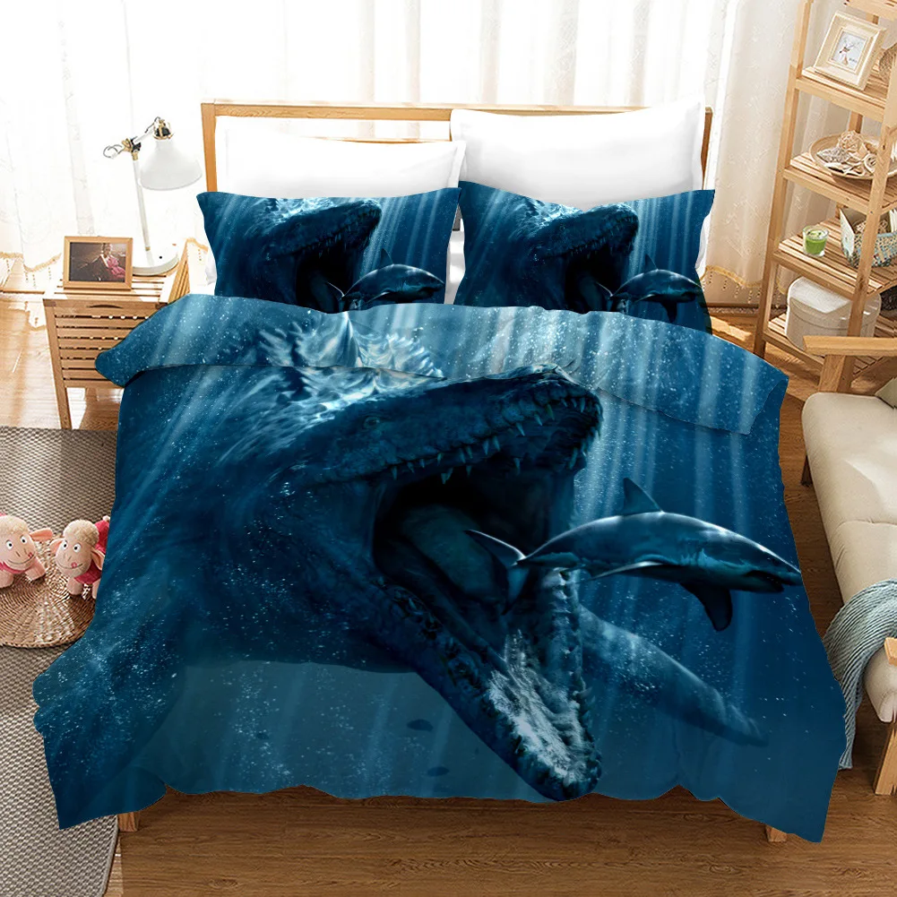 Lenzuolo Queen Size Con Dinosauri 3D Per Ragazzi - Set Biancheria Da Letto In Microfibra Morbida - Dinosauro Giurassico Colorato