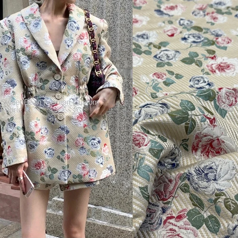 

Пряжа окрашенная жаккардовая ткань одежда розовая рельефная парча для самостоятельного шитья платья куртки одежды Ткань для шитья