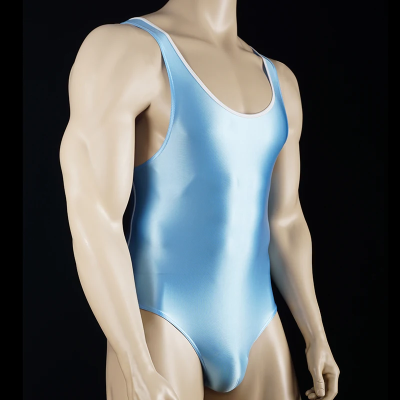 Sexy Glossy Bodysuit Smooth Shiny Competition One Piece Swimsuit Elasticity Shapewear Oily Tights Swimwear Swimming and Fitness