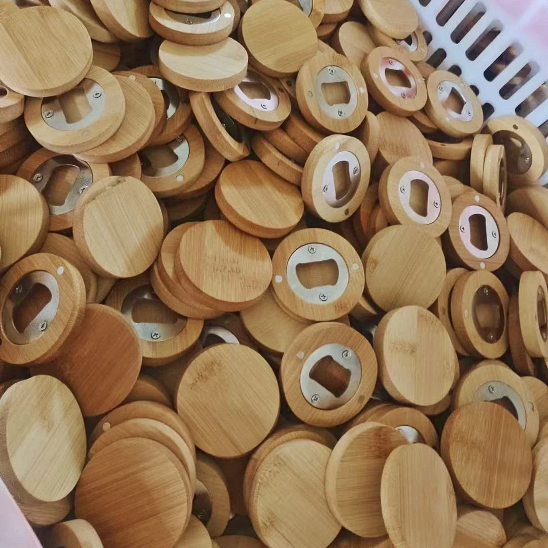 Premium Bamboo DIY Bottle Opener - Elegant Barware & Wedding Favor Accessory