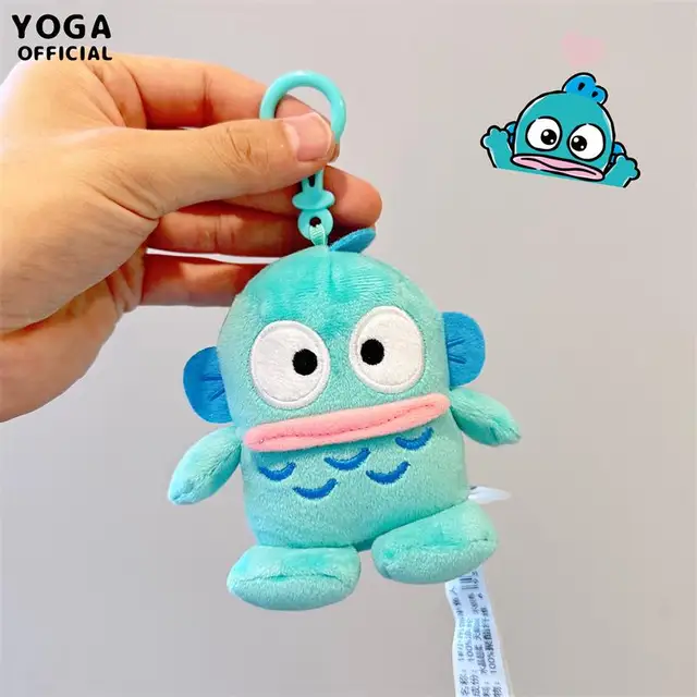 Cute Sanrio Hangyodon Blue Bow Tie Plush Doll Toy Bag Pendant