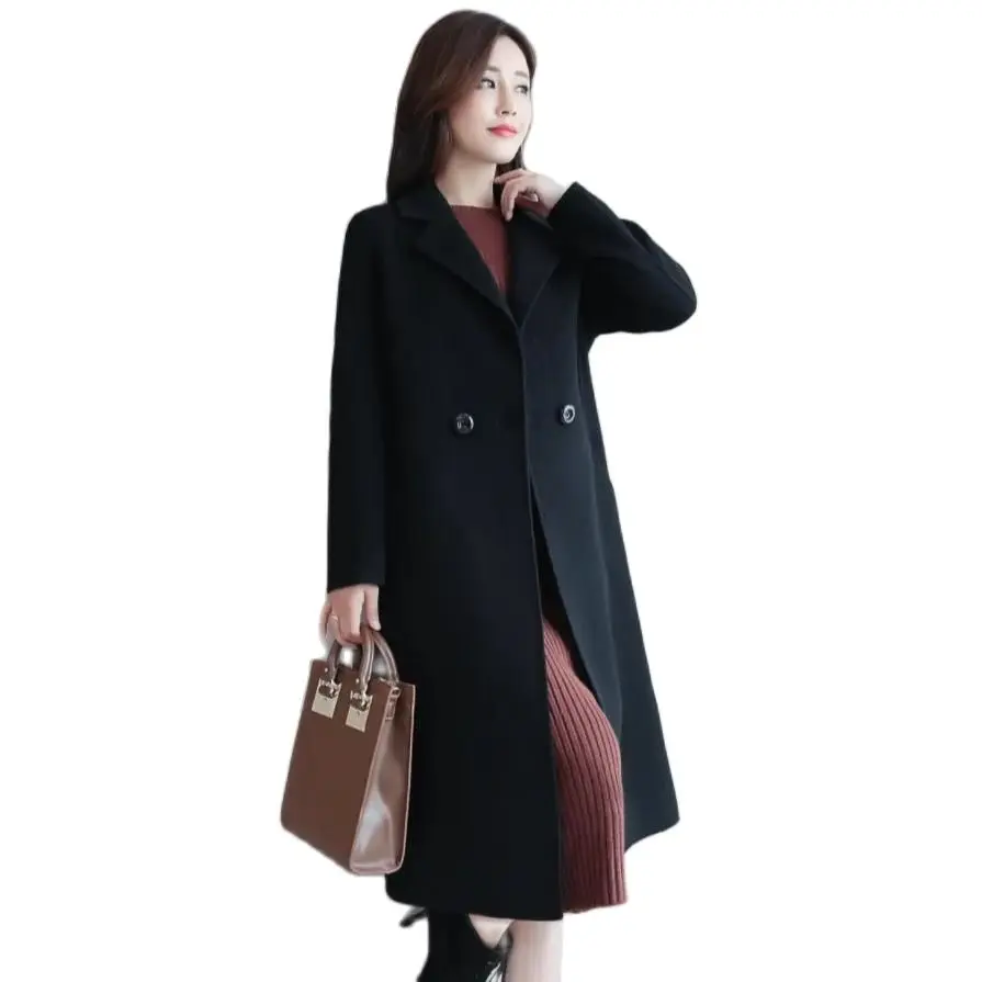 

Autumn And Winter Coat Long Fund Length One-sided Woolen Loose Casual Coat Female Highend Fashion Foreign Trade Temperament Coat