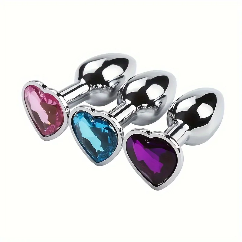 Luxury Metal Butt Toys Heart Shaped Anal Trainer Jewel Butt Plug Kit SM Adult Gay Anal Plugs 1PC
