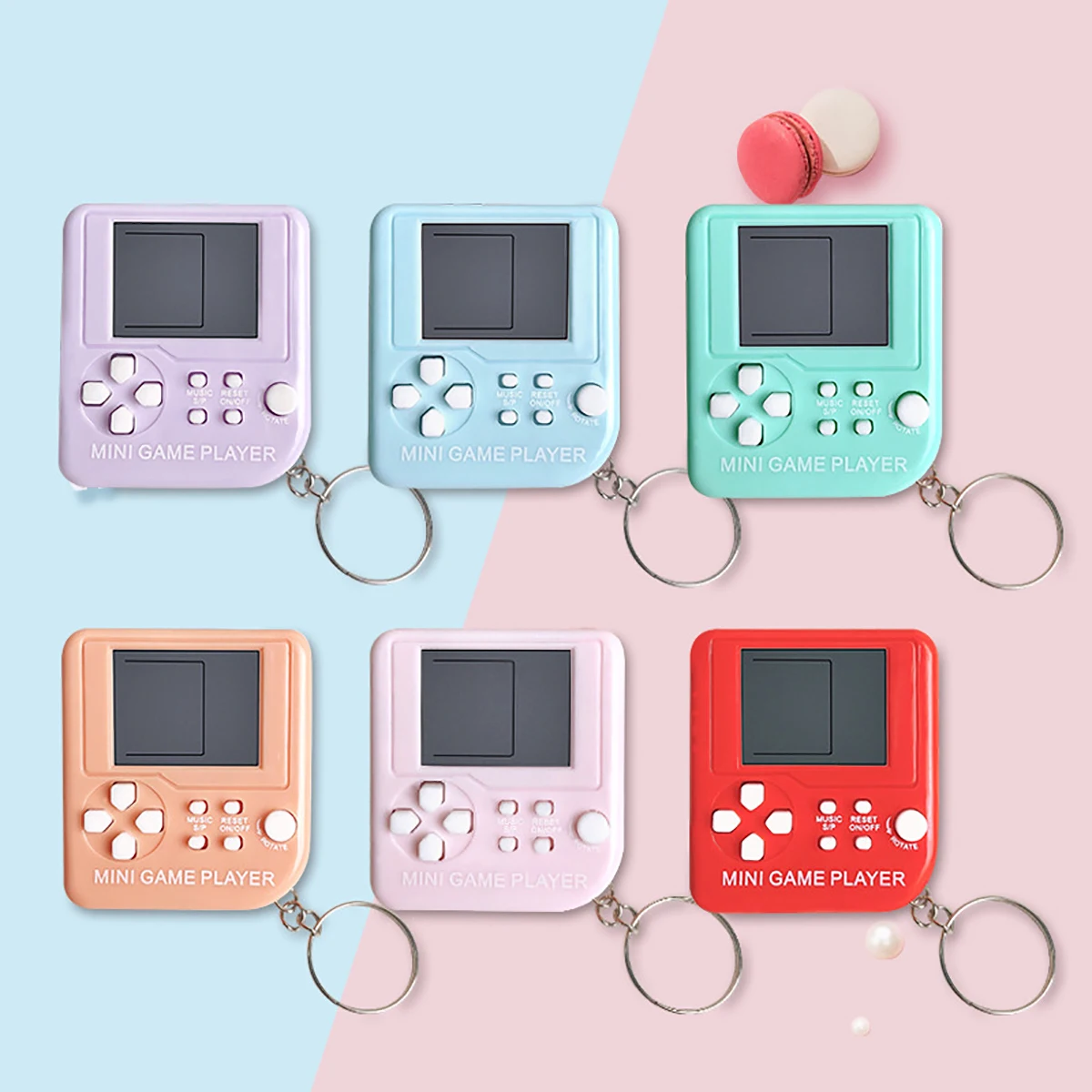 Mini Handheld Game Players Machine Pocket Game Console Built-in 26 Games Use for Key Chain Ring Holder Kids Gift 4