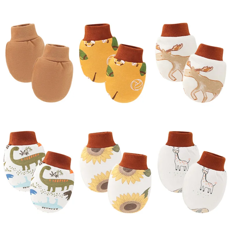 6 Pairs Newborn Gloves Cotton Cute Cartoon Anti Scratch Gloves for Baby Care New Born Gift 5