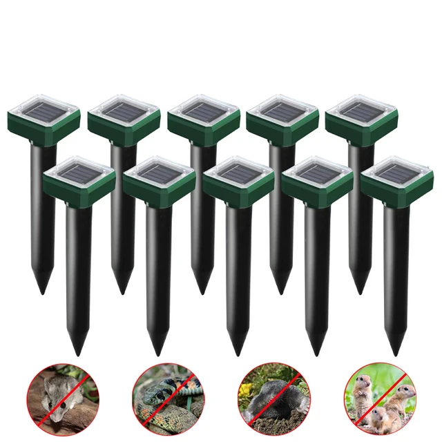 10 Csomag Kültéri Napenergia Ultrahangos Rezgéscsökkentő Kígyócsökkentő Mole Elektronikus Kígyócsomagolás A Garden Yard Farm Számára