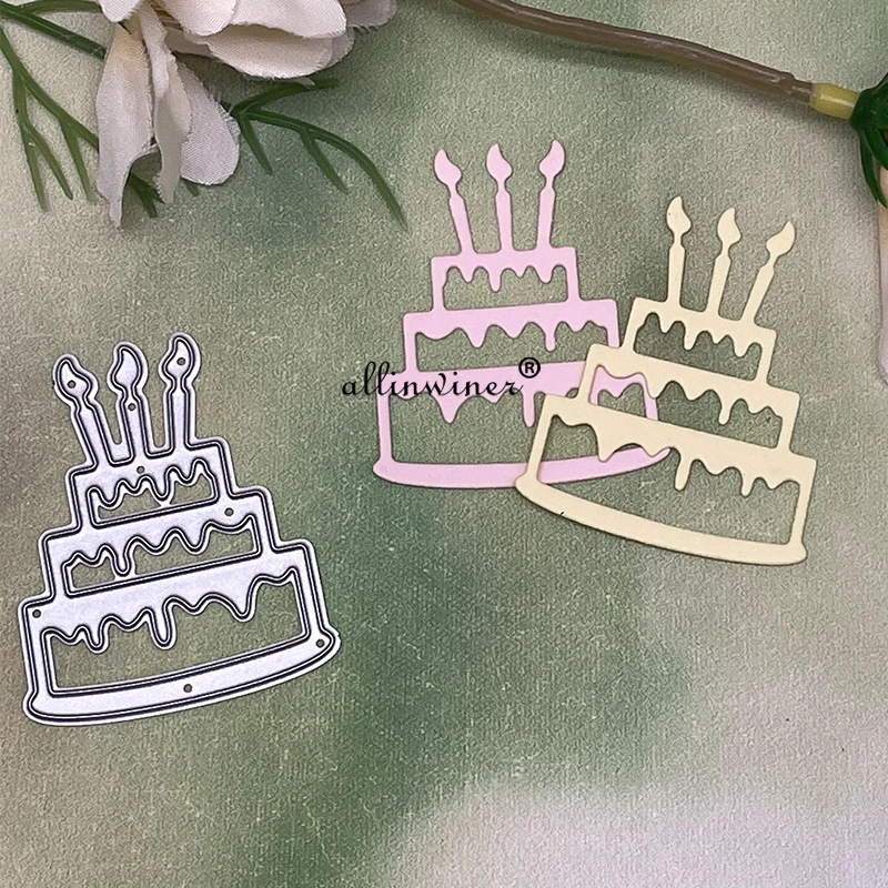 생일 케이크 장식 금속 절단 다이 스텐실 DIY Scrapbooking 장식 엠보싱 공예 다이 커팅 템플릿