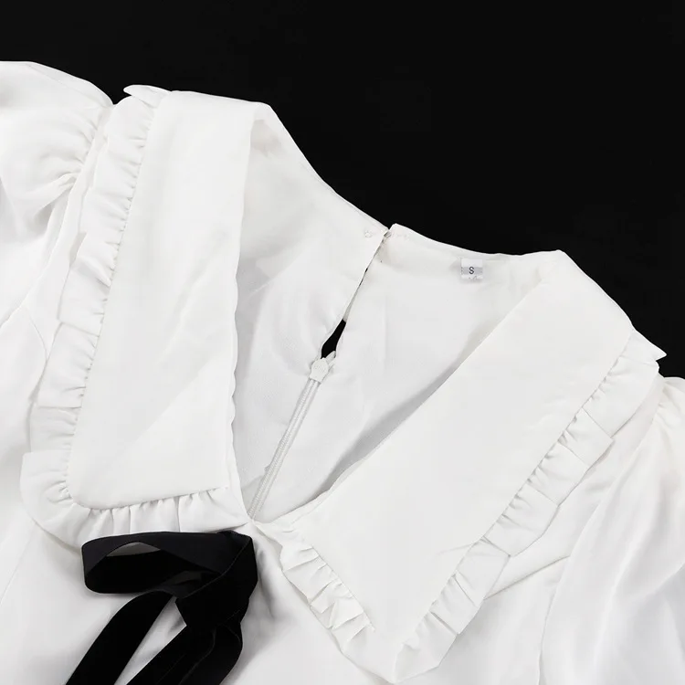 Ruffled White Elegant Long Dress Women's V-Neck Lace-Up Short Sleeve High Waist Patchwork Party Dress Ladies Maxi Dress