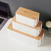 Creative Cable Management Box with Bamboo Wood Cover Plug Board Storage Box Power Cord Charger Storage Wire Storage 4
