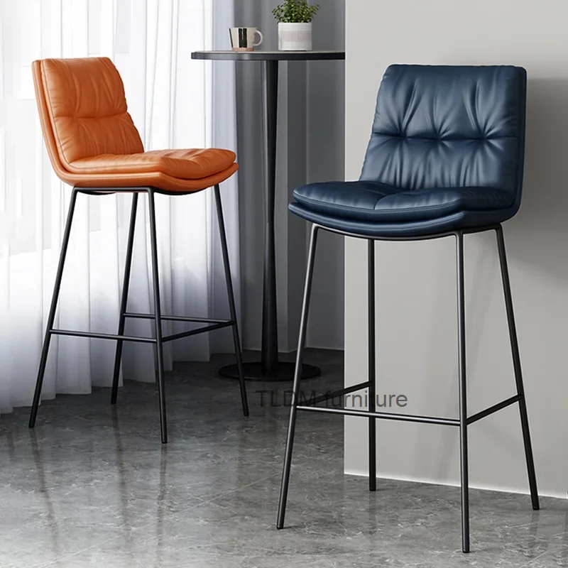 

Modern Designer Bar Chairs Living Room Soft Ergonomic Kitchen Island Chair Stool Blue Iron Chaise Luxury Chairs For Dining Room