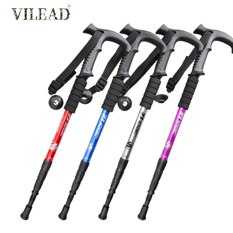 Vivead Nordic Walking Stick bastone da difesa retrattile regolabile  all'aperto portatile da viaggio escursionismo bastoncini da Trekking 2  pezzi