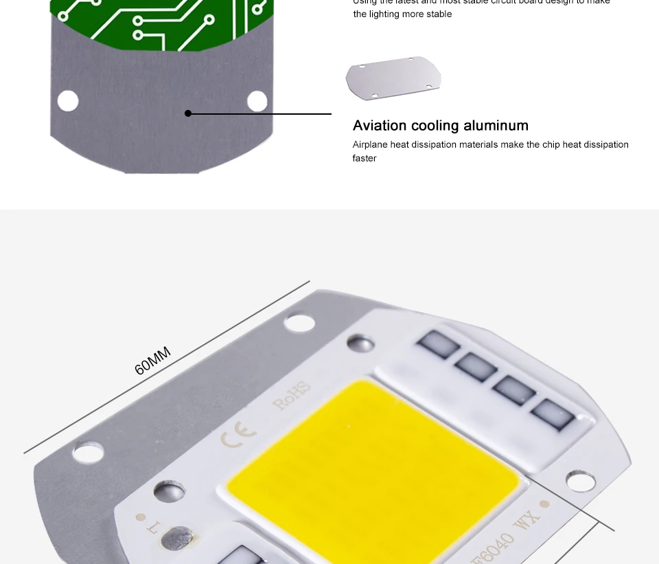 Description Picture 4 of itemLED chip COB Lamp Bead 20W 30W 50W  AC 220V Smart IC No Need Driver Lampada outdoor chip light floodlight spotlight Diy Lighting