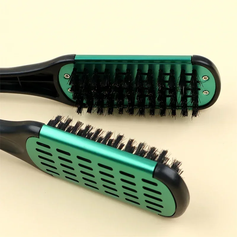 Pro Hairdressing Straightener Nylon Hair Straightening Double Brushes V Shape Comb Clamp Not Hurt Styling Tools DIY Home 3