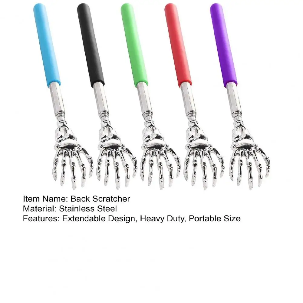 5Pcs 20-56cm Extendable Back Scratcher Stainless Steel Portable Hard-to-Reach Areas Telescopic Back Scratcher Massager Tools