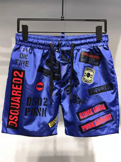 DSQ2 Men's Beach Shorts 2022 Summer New Fashion Casual Quick-Drying Beach Vacation Surfing Outdoor Sports Shorts Blue 2