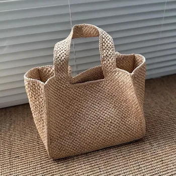 Borsa tote in rafia da donna, fatta a mano, estiva, da spiaggia, intrecciata, naturale, novità primavera 2026