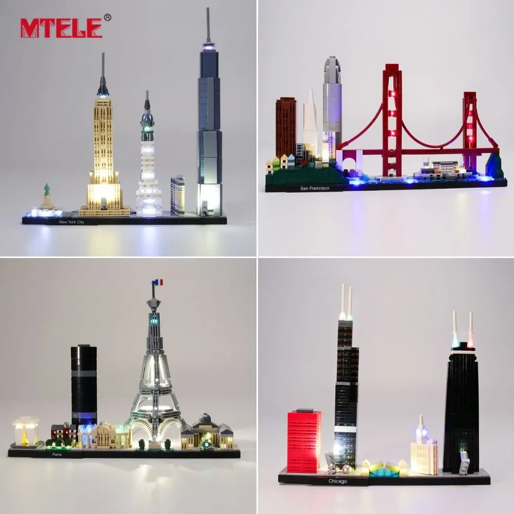 

YEABRICKS Light Kit for Architecture skyline Chicago/Las Vegas Compatible With 21026/21027/21028/21030/21032/21042 Accessories