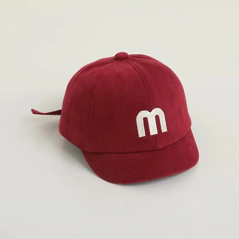 2025 model Letter Embroidered Baby Cap Summer Toddler Boys Girls Cotton Baseball Caps Solid Color Kids Adjustable Peaked Hat 6