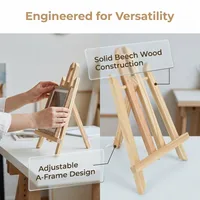Easy Angle Adjustment 28cm Wood Easel Beech Foldable Table Easel Multi-Groove Freestanding Painting Easel Daily Ornament Display 3