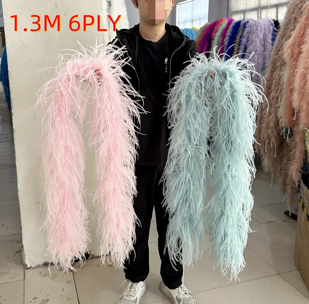 Custom-Made 6ply Ostrich Feather Boa Scarf Wedding Dress Party Clothing Sewing Plume Decoration Shawl Ostrich Boa 0.5-3M