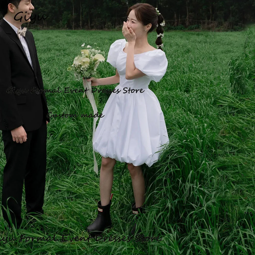

Простое ТРАПЕЦИЕВИДНОЕ свадебное платье Giyu в Корейском стиле, свадебное мини-платье с коротким рукавом для фотосъемки, платье для выпускного вечера, 2024