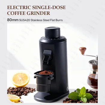 CAFOVO G180FV Electric Coffee Bean Grinder 80mm Flat Burrs 800-1600RPM Stepless Grind Plasma Anti Static Single Dose Grinder 1