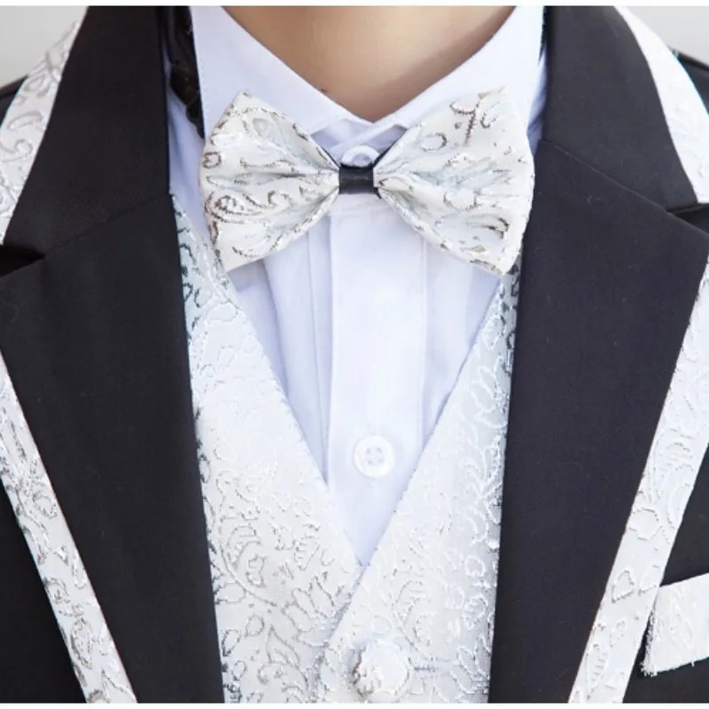 Elegant Fashion Children Tuxedo Set Costume Birthday Wedding Fashion Casual Brand Formal Boy Suits Blazers 5PCS Set F 1116