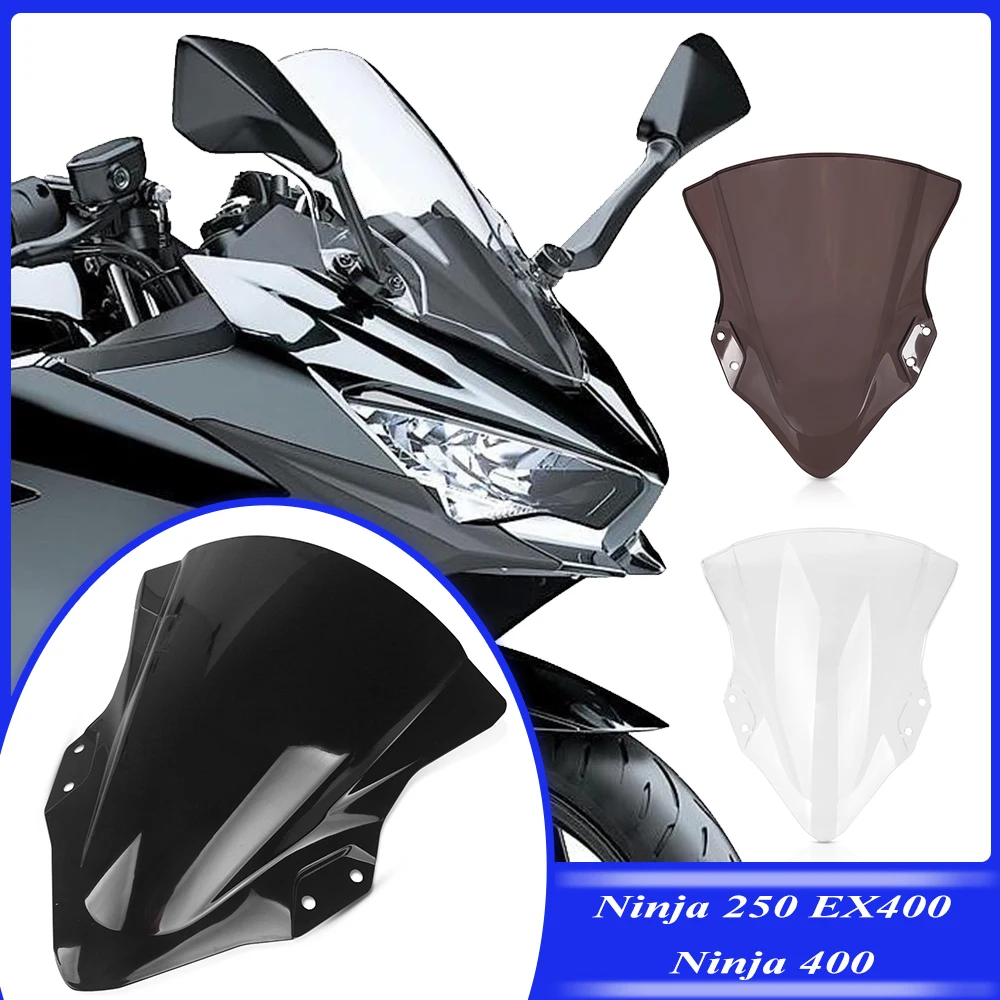 

For Kawasaki Ninja 250 400 EX400 2018 2019 2020 Motorcycle Windshield Windscreen Wind Screen Shield Deflectors Protector Cover