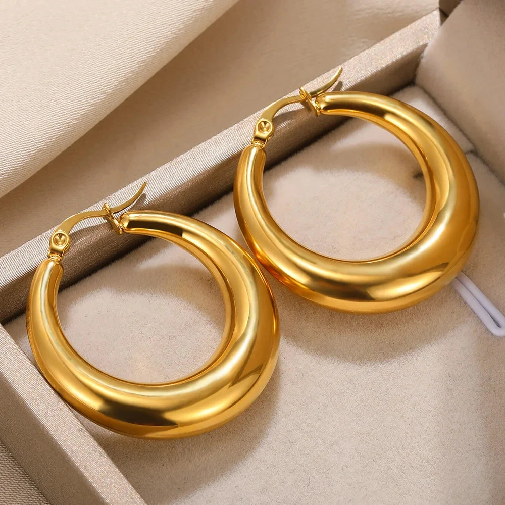 Geometric Earrings Gold Color Stainless Steel For Women