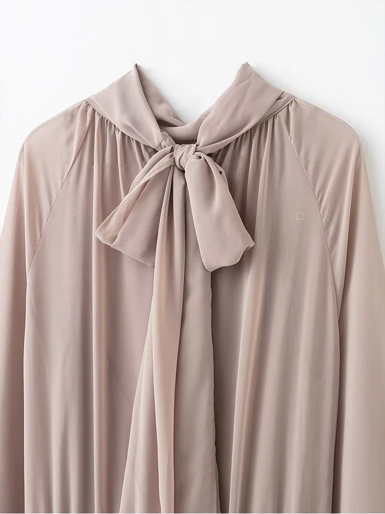 Women See Through Short Dress Elegant Lantern Sleeve Casual Half Turtleneck Party Dress Chic Female Bow Lace Up Mini Dress