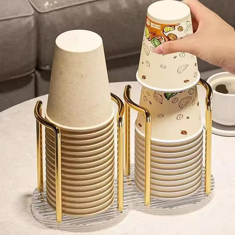 

Luxury Disposable Cup Storage Holder, Water Tea Cups Dispenser Rack, Shelf with Long Stick, Mug Display Stand, Home Organizer