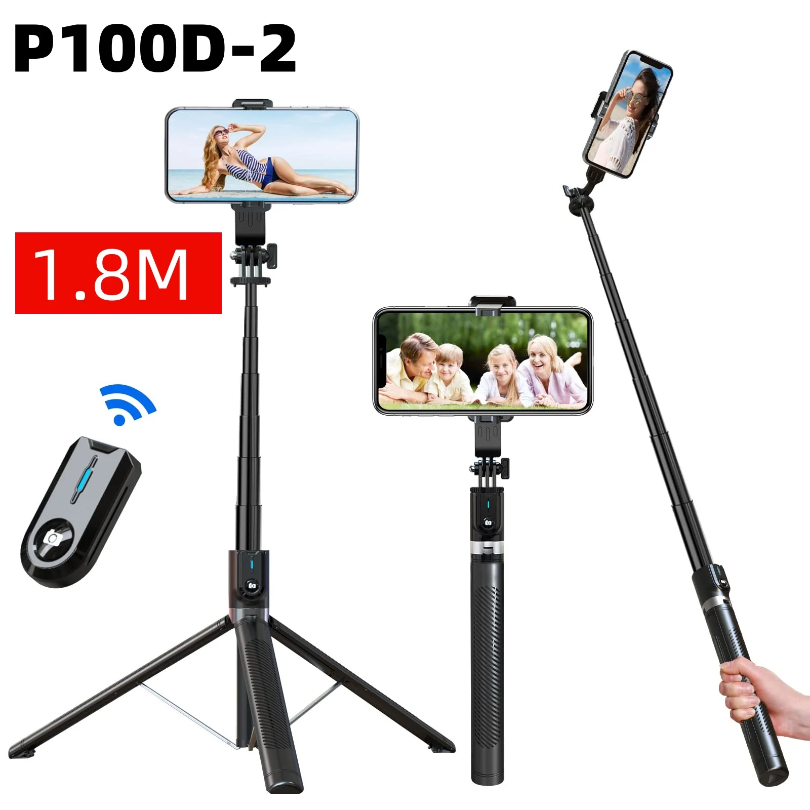 Extendable-Selfie-Stick-Tripod-Mini-Wireless-Bluetooth-Remote-Control ...