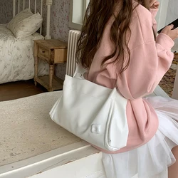 Chic Pink Soft Leather Tote for Women - Stylish Casual Shoulder Bag (WHITE)