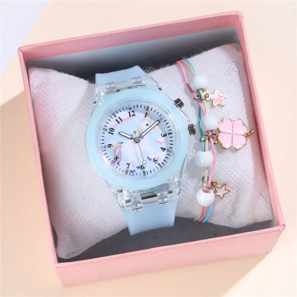 Kids's Watch For Cartoon Unicorn Watches Glow at Night Silicone Band Cute Wristwatch For Boys Girls Students 3