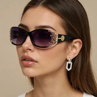Nouvelles lunettes de soleil polarisantes enveloppantes en métal diamanté brillant, style vintage, tendance personnalisée, dentelle ajourée 4